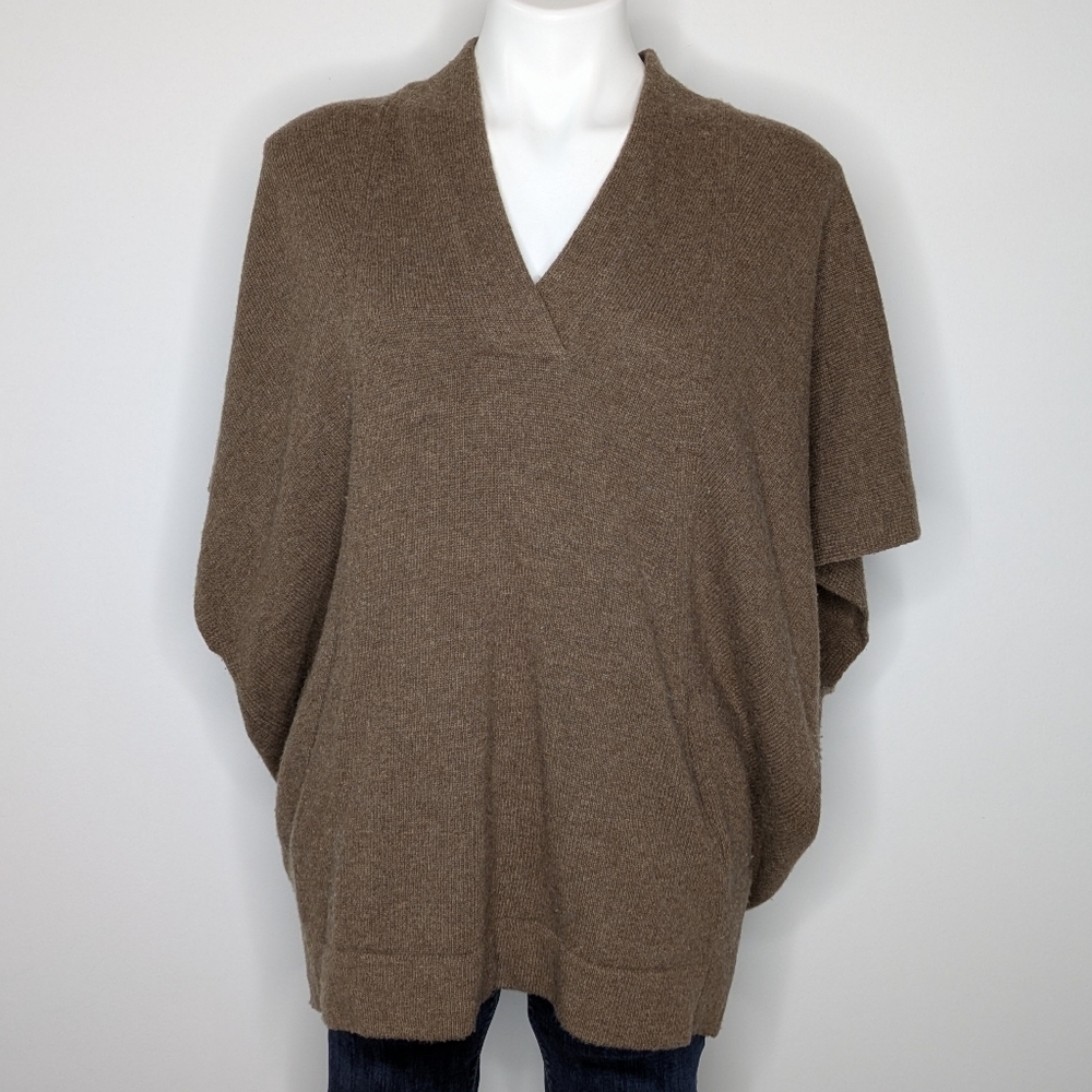 J Jill Pure Jill brown short sleeve v neck wool blend sweater S/M